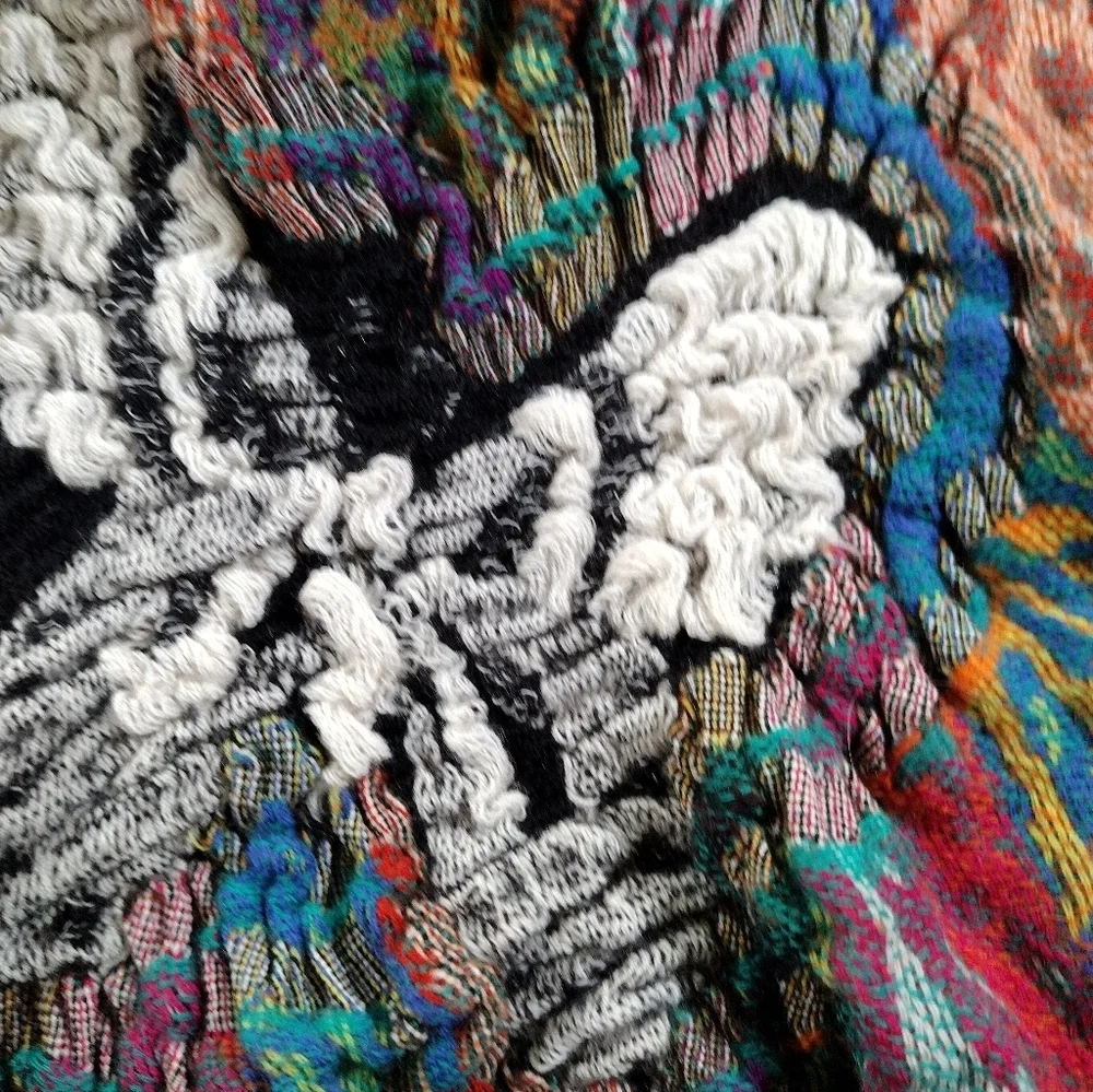Anthropologie Vismaya Wool Scarf Embroidered Butterfly